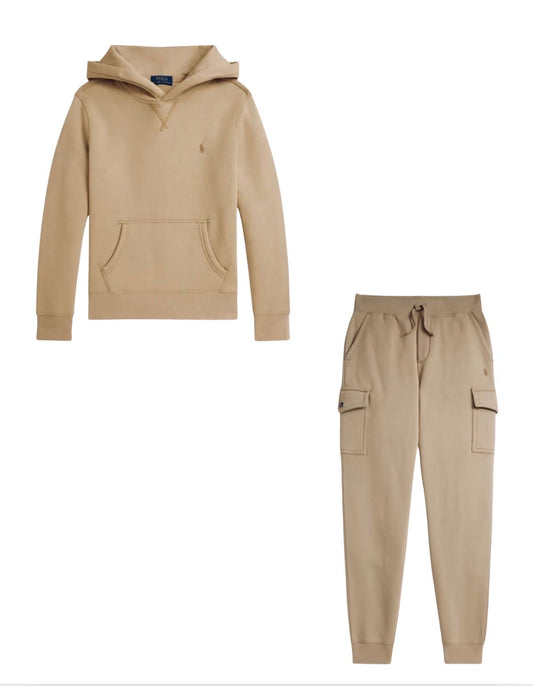 RALPH LAUREN BOY/TEEN BEIGE HOODED TRACKSUIT