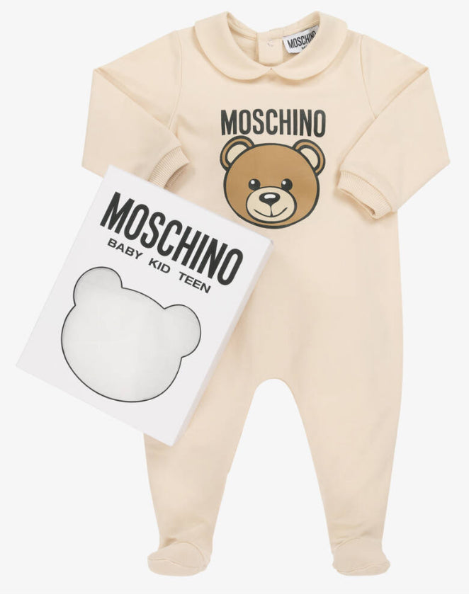 MOSCHINO KIDS BEIGE BABYGROW W/GIFTBOX MUY086