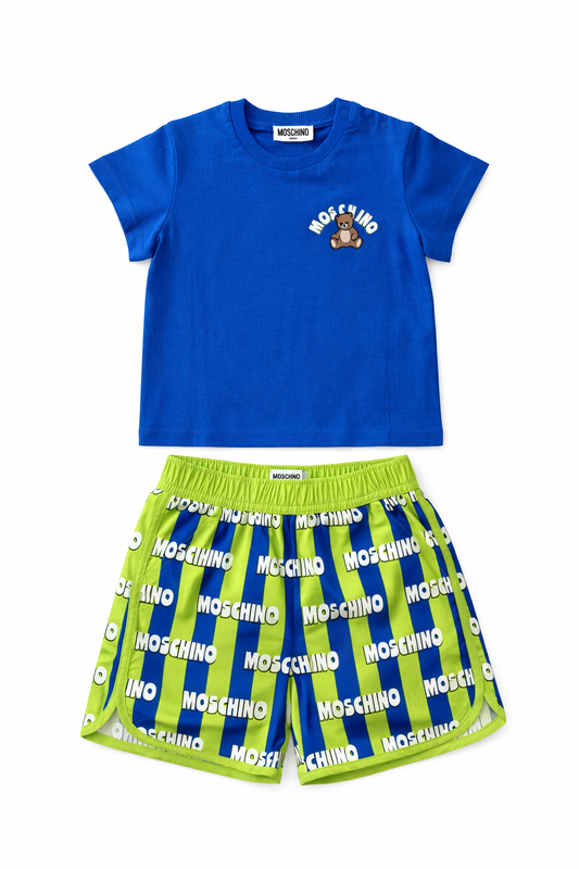 MOSCHINO TODDLER BOY T SHIRT/SHORTS SET M2M047/MUL008