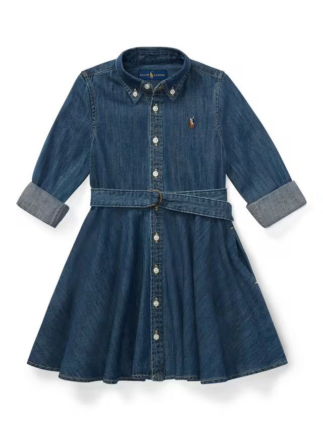 RALPH LAUREN GIRLS DENIM SHIRT DRESS