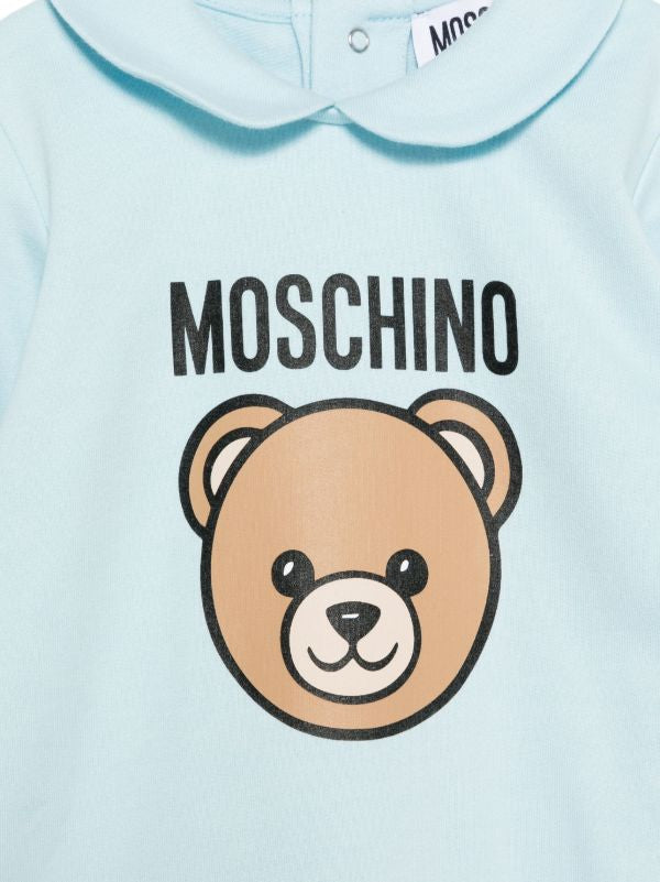 MOSCHINO NEW BORN SKY BLUE BABY GROW WITH GIFT BOX MUY098
