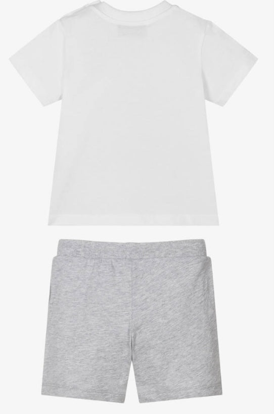 MOSCHINO BABY T SHIRT & SHORTS SET WHITE MZG00M
