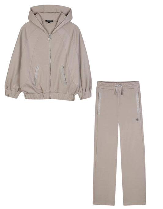 DKNY BEIGE HOODED SWEATSHIRT & TROUSERS SET D62902 D62387