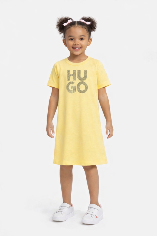 HUGO GIRLS YELLOW DRESS G00410