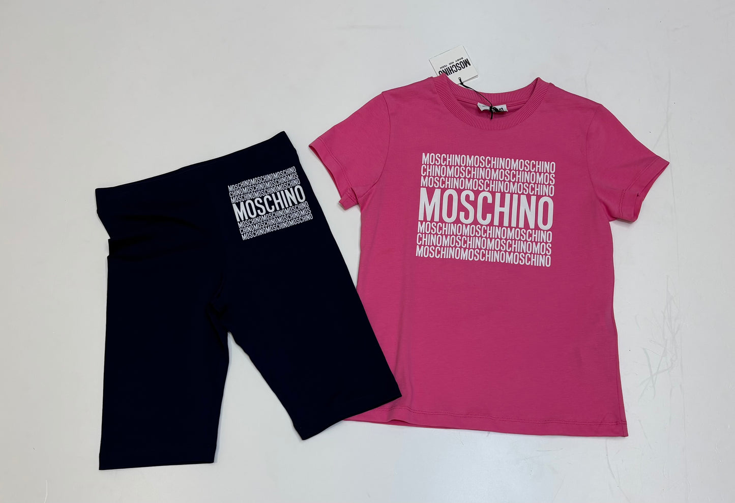 MOSCHINO GIRLS PINK & NAVY SHORTS SET