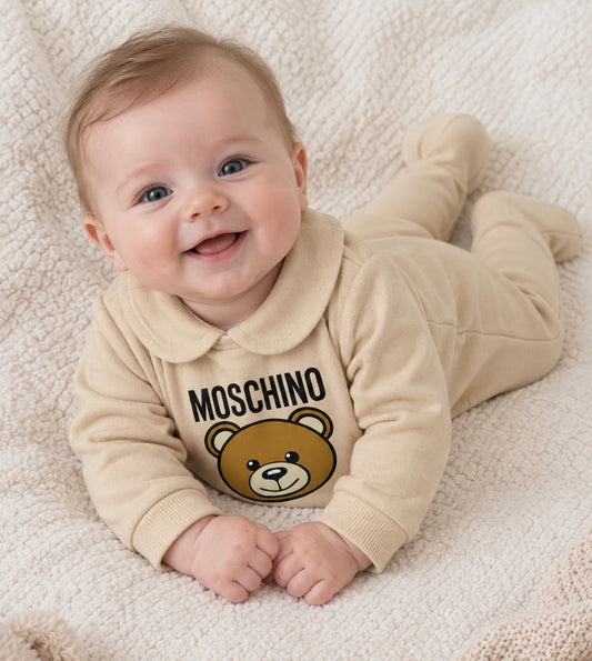 MOSCHINO NEW BORN BEIGE BABYGROW MUY098