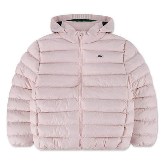 LACOSTE GIRLS PINK MID WEIGHT PUFFER JACKET 347987