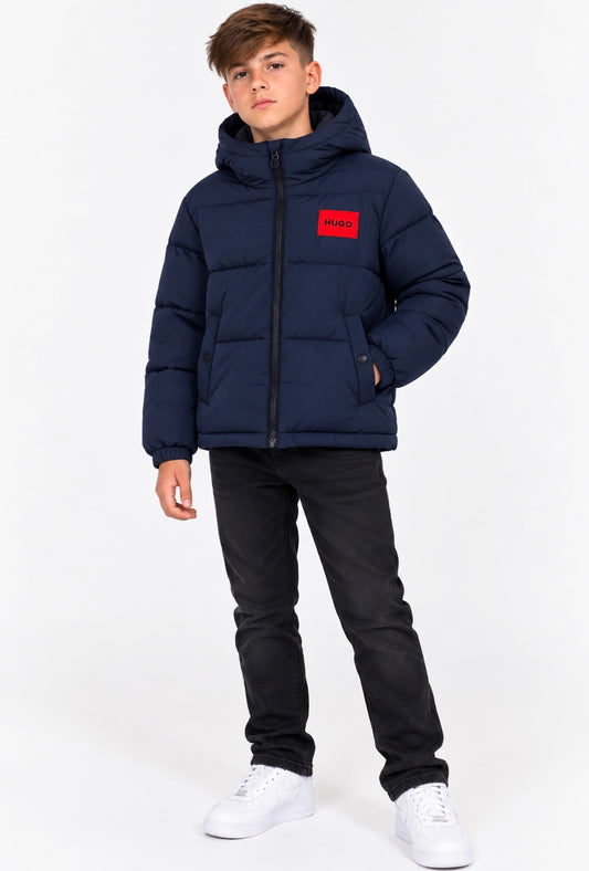 HUGO BOYS NAVY PUFFER JACKET G01254