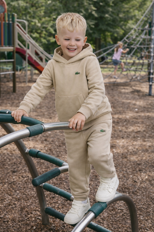 LACOSTE BOYS BEIGE HOODY TRACKSUIT 847028/847032