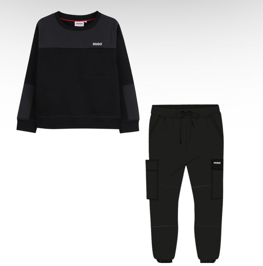 HUGO BLACK BOYS TRACKSUIT G00449/G00477