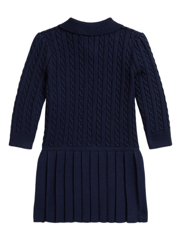 RALPH LAUREN GIRLS CABLE KNIT NAVY DRESS