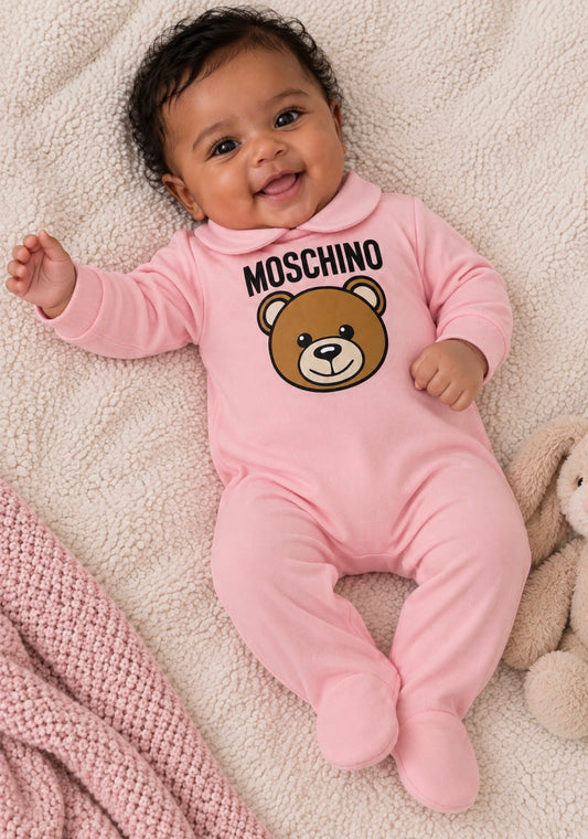 MOSCHINO BABY PINK BABYGROW WITH GIFT BOX MUY09O