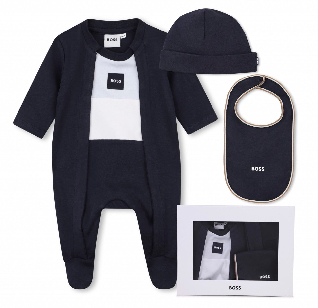 BOSS NB NAVY BABY BOY 3PC SET +GIFT BOX J53292