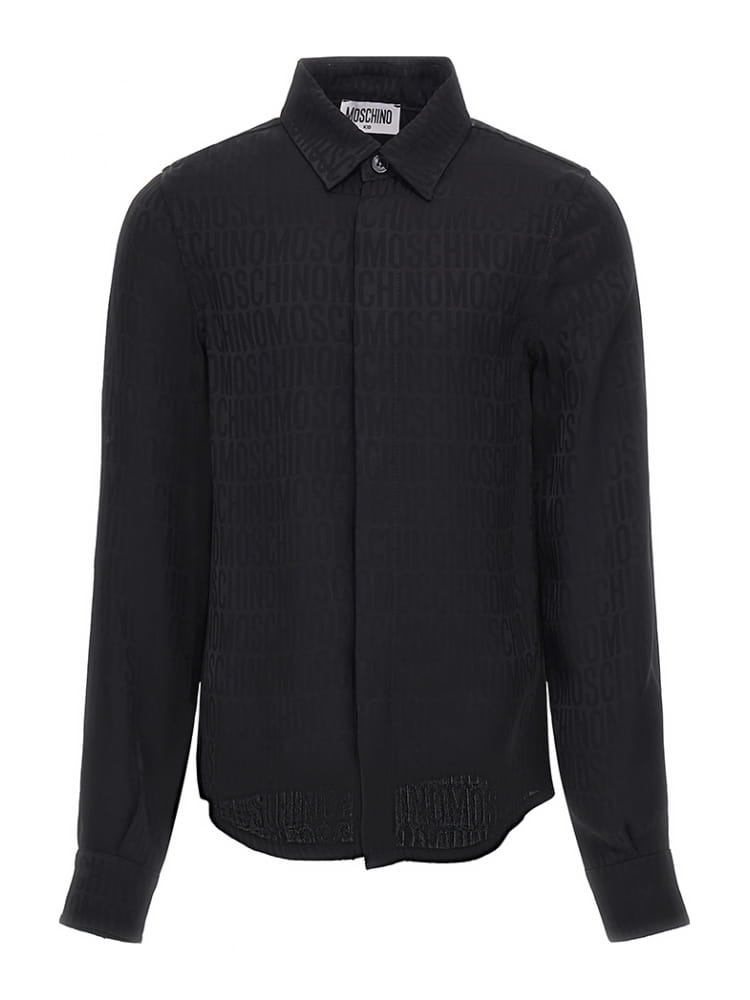 MOSCHINO KIDS JUNIOR BLACK MONOGRAM SHIRT HUC018