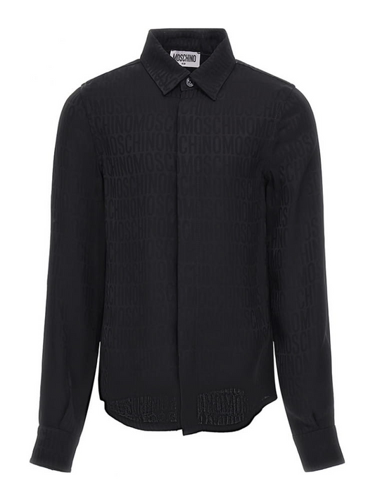 MOSCHINO KIDS JUNIOR BLACK MONOGRAM SHIRT HUC018