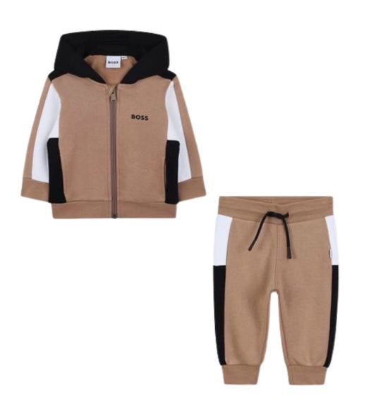 BOSS BABY/TODDLER BLACK/BEIGE TRACKSUIT J52447/J52429