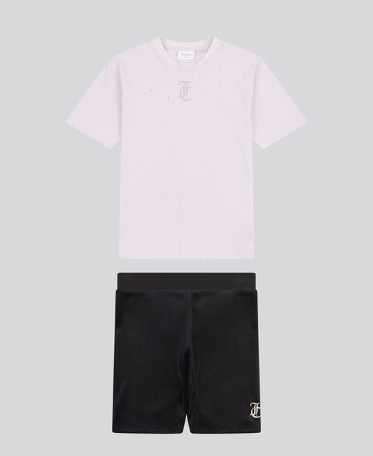 JUICY COUTURE LILAC/WHITE T SHIRT/CYCLE SHORT SET JBX6510