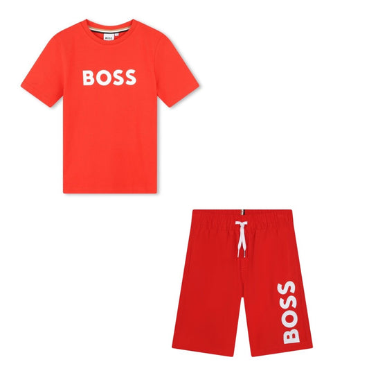 Boss BOYS Red Swim Short Set