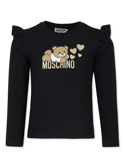 MOSCHINO girls teddy & hearts black Top
