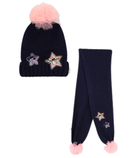 BILLIEBLUSH GIRLS NAVY HAT/SCARF SET U21525/U21523