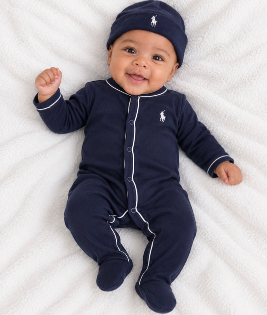 RALPH LAUREN BABY BOY NAVY BABYGROW 52445001 *hat sold separately *