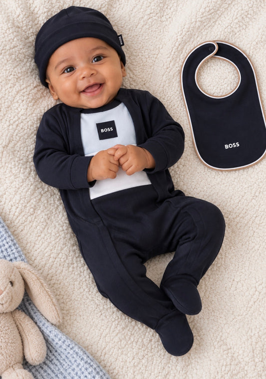 BOSS NB NAVY BABY BOY 3PC SET +GIFT BOX J53292