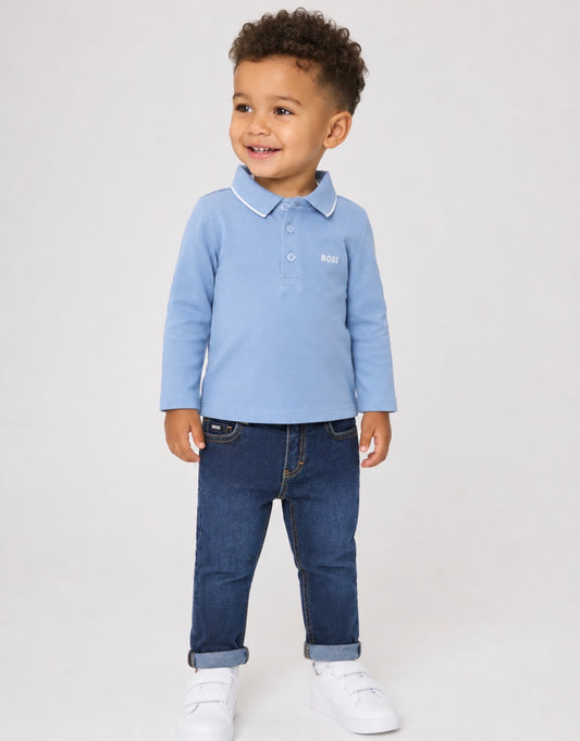 BOSS BABY BOY/TODDLER PALE BLUE POLO SHIRT J53481