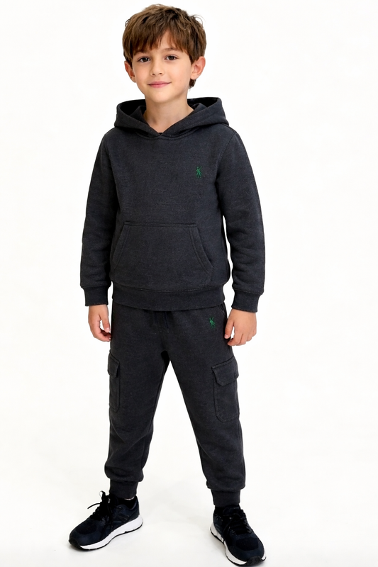 RALPH LAUREN BOY/TEEN GREY HOODED TRACKSUIT