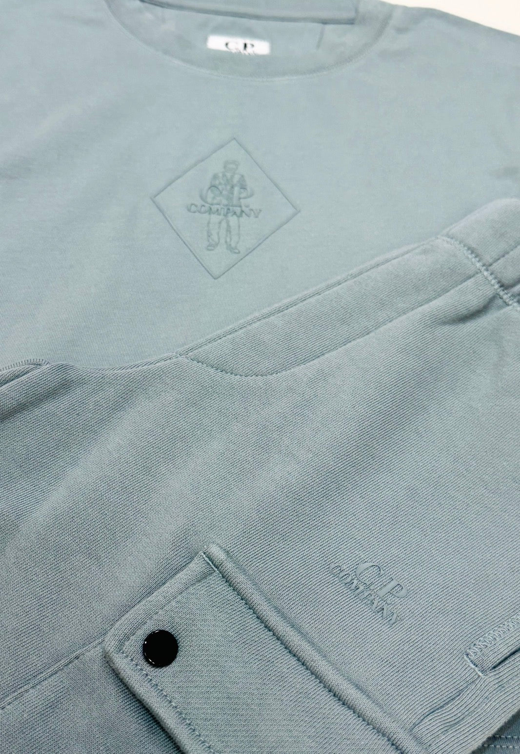 C.P.COMPANY BOYS SILVER BLUE T SHIRT/SHORTS SET CUG006