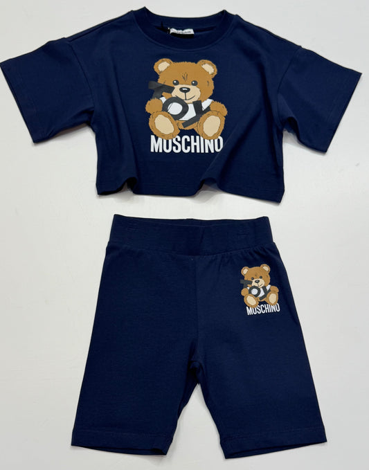 MOSCHINO NAVY CYCLING SHORTS SET HDG01H