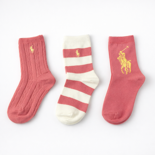 RALPH LAUREN GIRLS PINK CANDYSHOP SOCKS 3 PACK