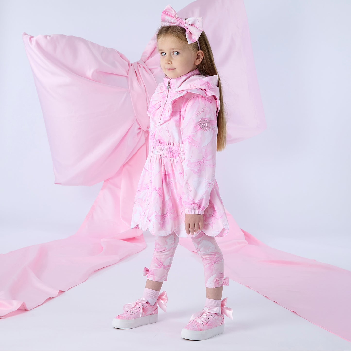 A DEE RIVER BOW PRINT PINK BLOSSOM HOODED JACKET S261201