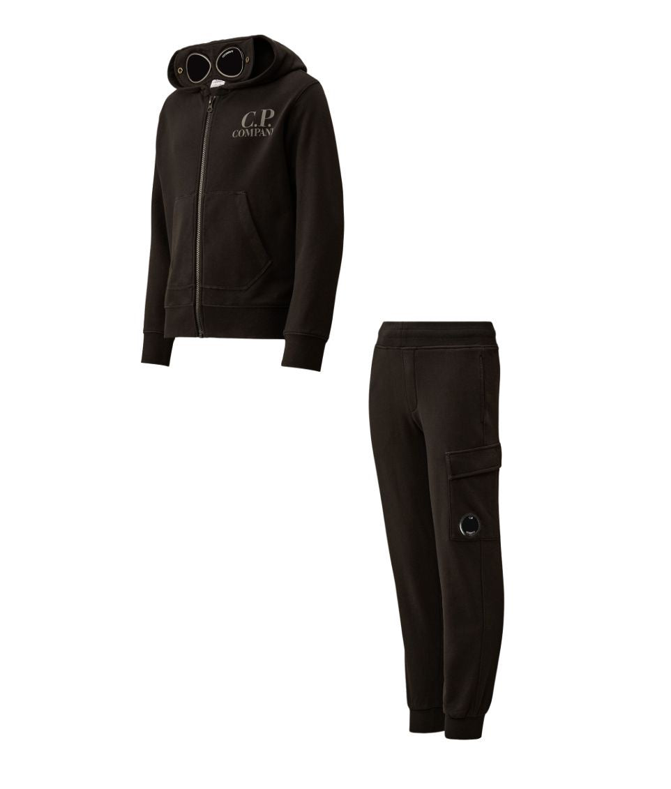 C.P. COMPANY BOYS BLACK HOODED TRACKSUIT CUF01A/COP002