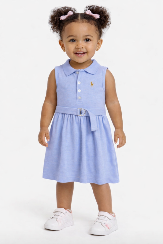 RALPH LAUREN TEEN GIRLS OXFORD BLUE POLO DRESS 966714