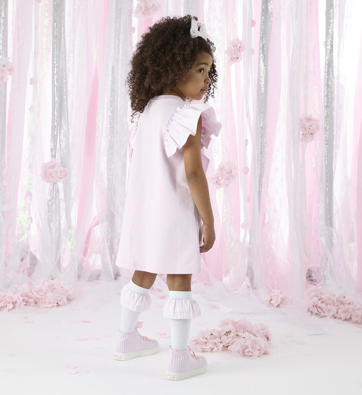 A DEE HEAVENLY HYDRANGEA SWEAT DRESS WITH LARGE BOW DETAIL 1704 - PINK BLOSSOM