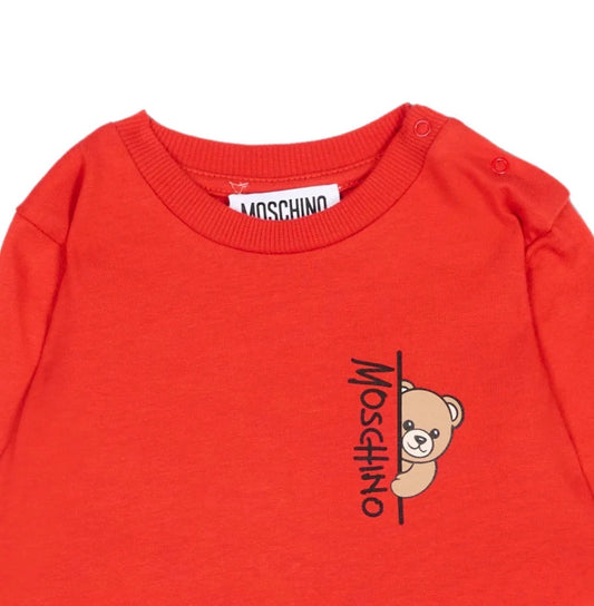 MOSCHINO BABY/TODDLER RED L/S T SHIRT MNO014
