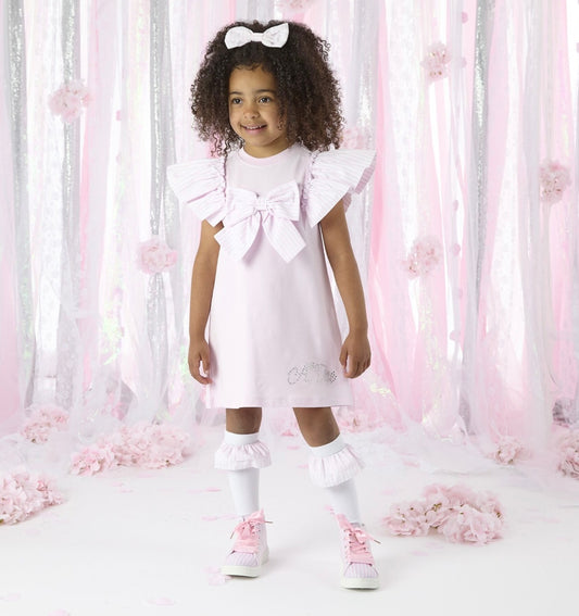 A DEE HEAVENLY HYDRANGEA SWEAT DRESS WITH LARGE BOW DETAIL 1704 - PINK BLOSSOM