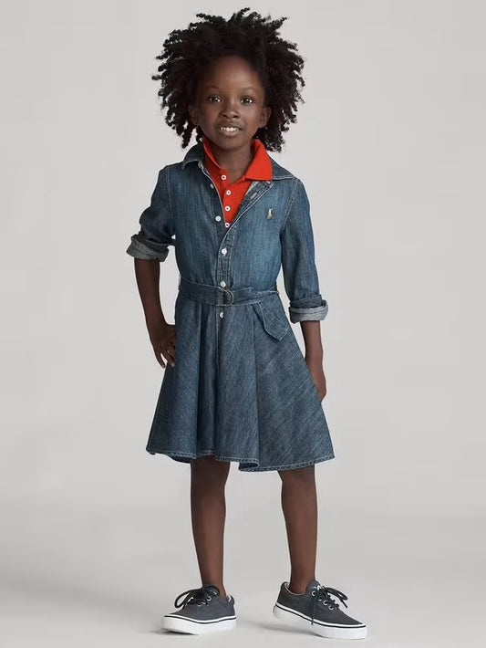 RALPH LAUREN GIRLS DENIM SHIRT DRESS