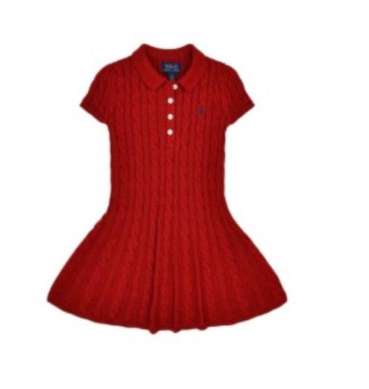 RALPH LAUREN GIRL RED CABLE KNIT DRESS 16526502