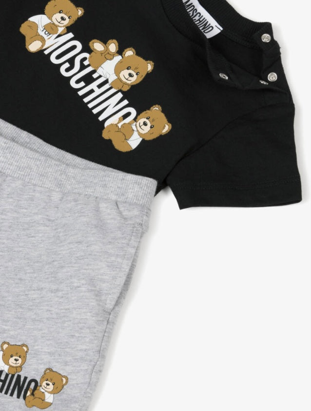 MOSCHINO KIDS T SHIRTS & SHORTS SET BLACK MZG00M