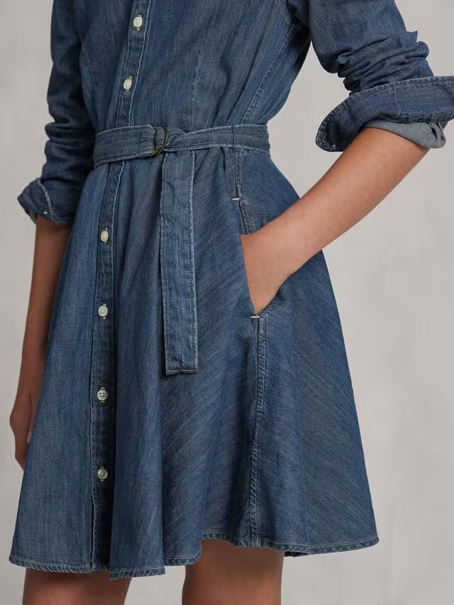 RALPH LAUREN GIRLS DENIM SHIRT DRESS