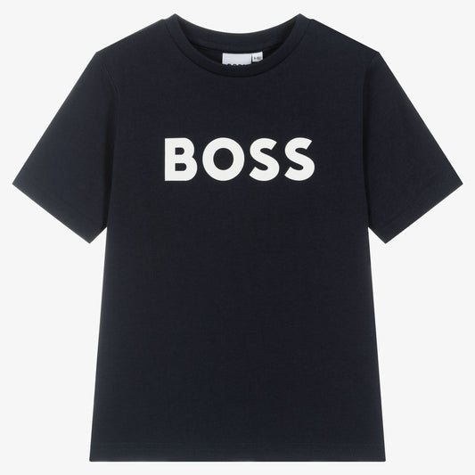 BOSS BOYS NAVY CLASSIC T SHIRT .