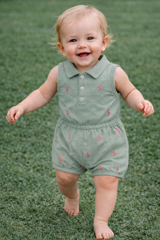 RALPH LAUREN BABY/TODDLER GIRL MINT GREEN PLAYSUIT 12843001