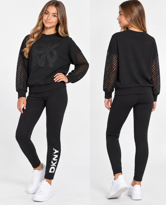 DKNY BLACK SWEATSHIRT & LEGGINGS SET D62906 D62885
