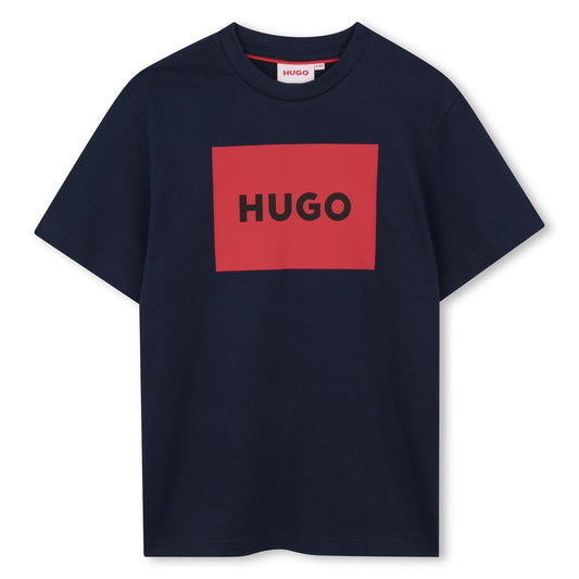 HUGO BOYS NAVY/RED LOGO T SHIRT G00572