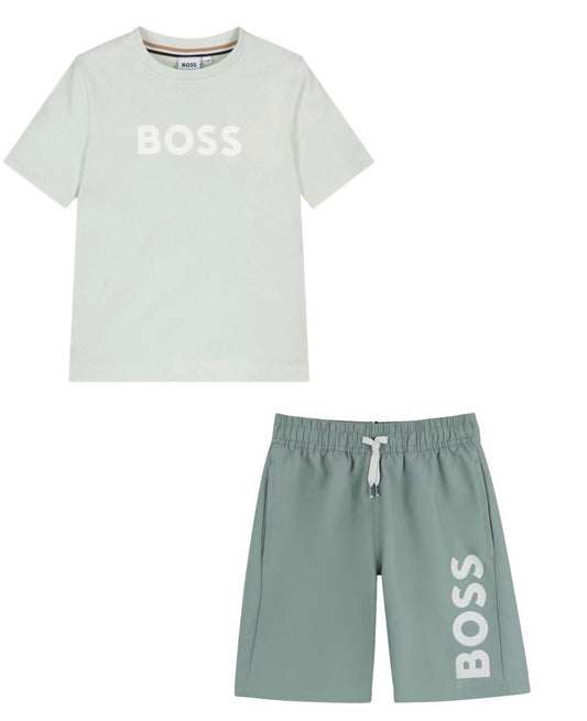 BOSS BOYS SPROUT/BAY GREEN TEE AND SHORT SET