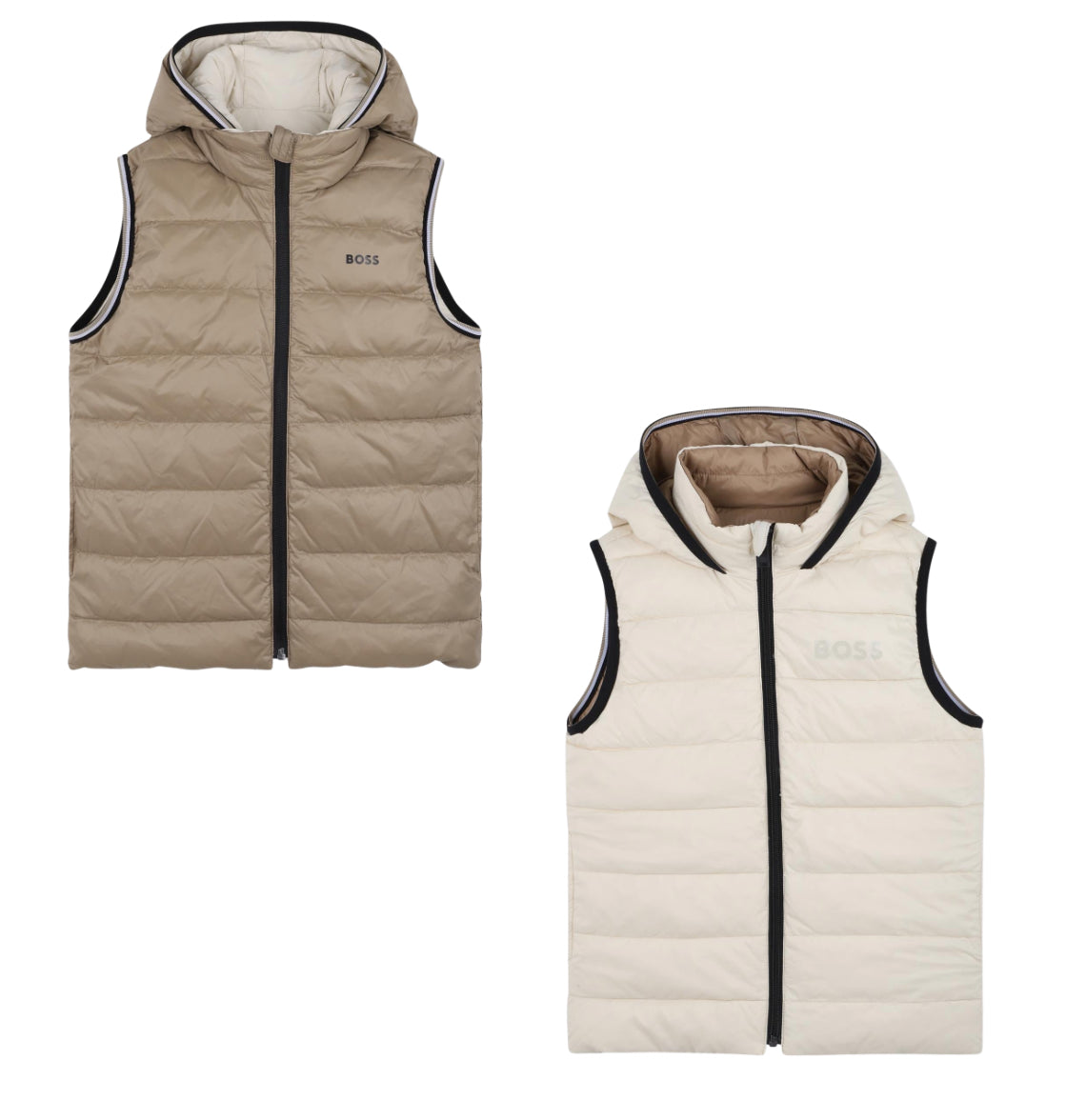 BOSS BOYS REVERSIBLE BEIGE PUFFER JACKET J52395
