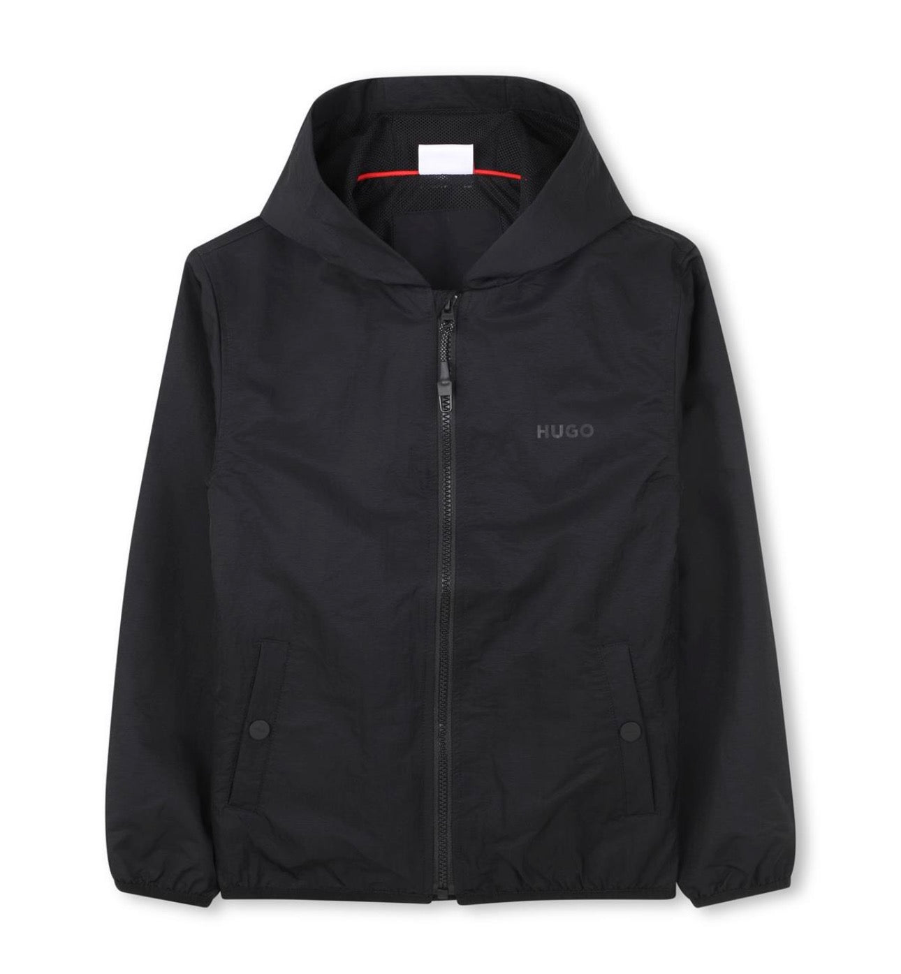 HUGO BOYS BLACK HOODED WINDBREAKER G01013