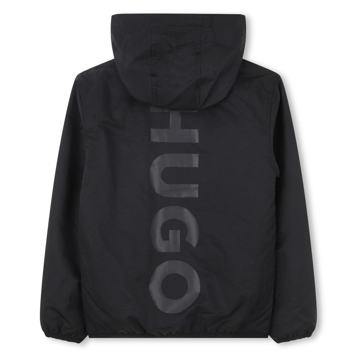HUGO BOYS BLACK HOODED WINDBREAKER G01013