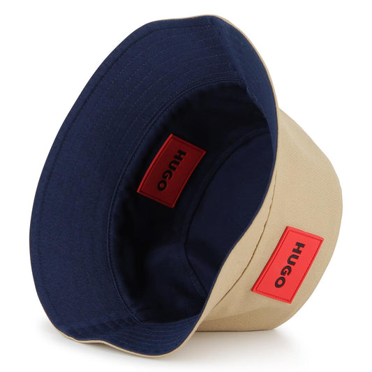 HUGO BOYS REVERSIBLE NAVY&BEIGE BUCKET HAT G01166